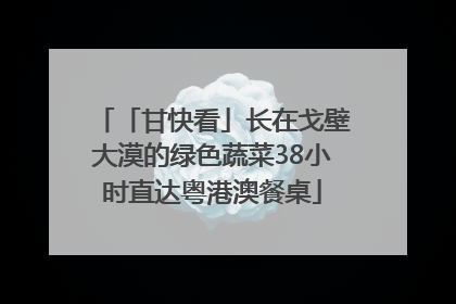 「甘快看」长在戈壁大漠的绿色蔬菜38小时直达粤港澳餐桌
