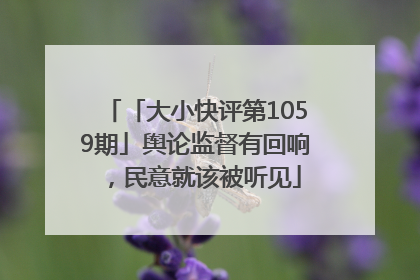 「大小快评第1059期」舆论监督有回响，民意就该被听见