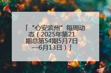 “心安滨州”每周动态（2025年第21期总第54期5月7日—6月13日）