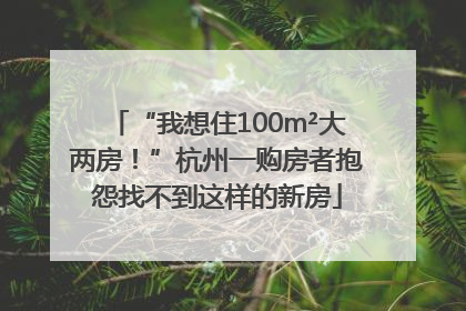 “我想住100m²大两房！”杭州一购房者抱怨找不到这样的新房