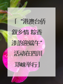 “港澳台侨叙乡情 粽香漆韵迎端午” 活动在四川邛崃举行