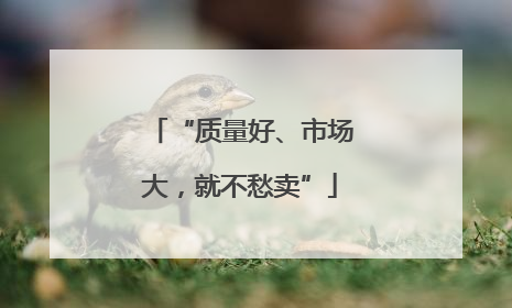 “质量好、市场大，就不愁卖”