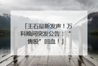王石最新发声！万科晚间突发公告：“售股”回血！