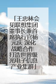 王忠林会见联想集团董事长兼首席执行官杨元庆 深化战略合作 打造世界级光电子信息产业集群