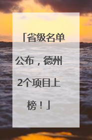 省级名单公布，德州2个项目上榜！