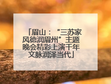 眉山：“三苏家风德润眉州”主题晚会精彩上演千年文脉润泽当代