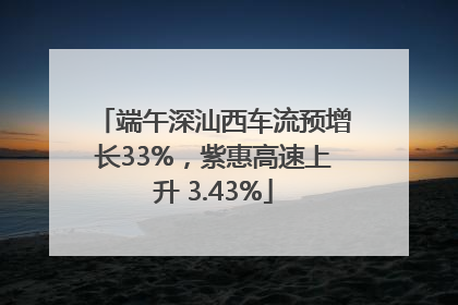 端午深汕西车流预增长33%，紫惠高速上升 3.43%