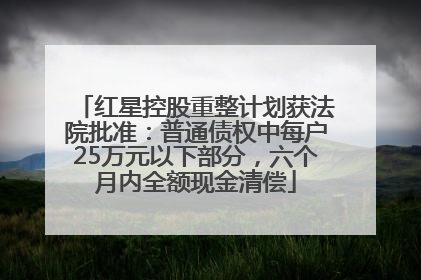 红星控股重整计划获法院批准：普通债权中每户25万元以下部分，六个月内全额现金清偿