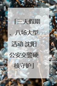 三天假期、八场大型活动 沈阳公安交警硬核守护