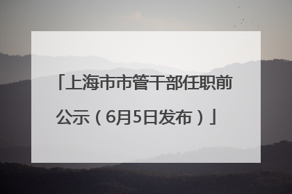 上海市市管干部任职前公示（6月5日发布）
