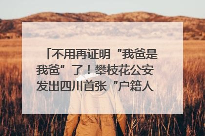 不用再证明“我爸是我爸”了！攀枝花公安发出四川首张“户籍人口直系亲属关系谱”