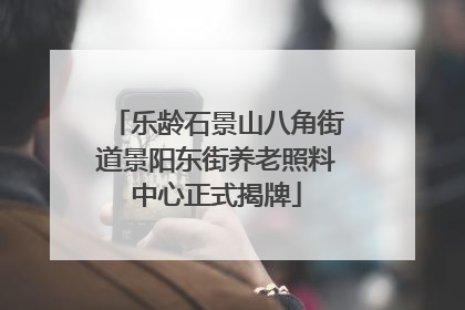 乐龄石景山八角街道景阳东街养老照料中心正式揭牌
