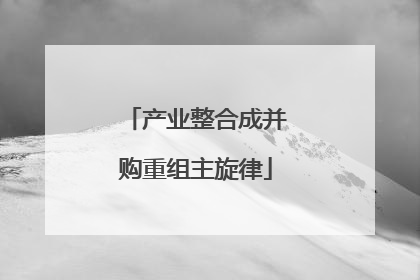 产业整合成并购重组主旋律