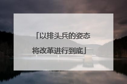 以排头兵的姿态将改革进行到底