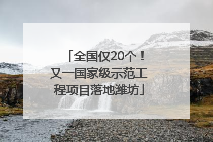 全国仅20个！又一国家级示范工程项目落地潍坊