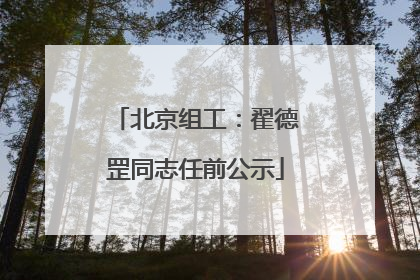 北京组工：翟德罡同志任前公示