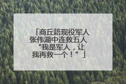 商丘籍现役军人张伟湖中连救五人 “我是军人，让我再救一个！”