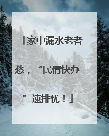 家中漏水老者愁，“民情快办”速排忧！