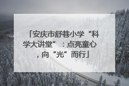 安庆市舒巷小学“科学大讲堂”：点亮童心，向“光”而行