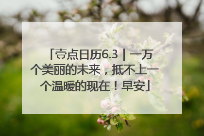 壹点日历6.3｜一万个美丽的未来，抵不上一个温暖的现在！早安