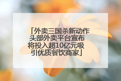 外卖三国杀新动作 头部外卖平台宣布将投入超10亿元吸引优质餐饮商家
