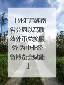 外汇局湖南省分局以高质效外币兑换服务 为中非经贸博览会赋能