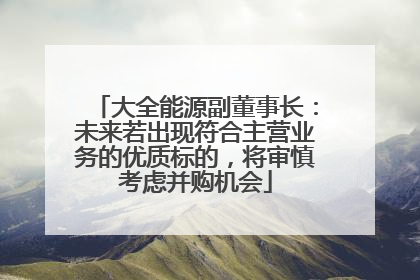 大全能源副董事长：未来若出现符合主营业务的优质标的，将审慎考虑并购机会