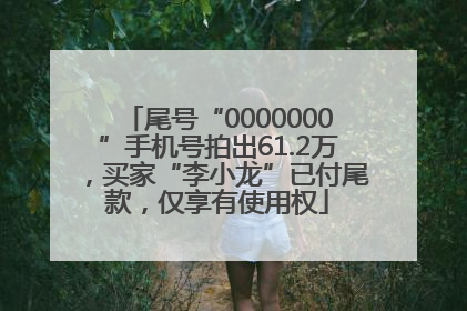 尾号“0000000”手机号拍出61.2万，买家“李小龙”已付尾款，仅享有使用权