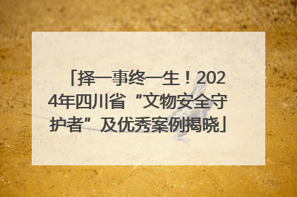 择一事终一生！2024年四川省“文物安全守护者”及优秀案例揭晓
