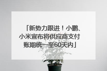 新势力跟进！小鹏、小米宣布将供应商支付账期统一至60天内