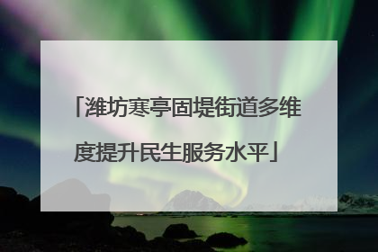 潍坊寒亭固堤街道多维度提升民生服务水平