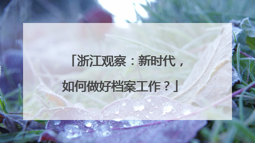 浙江观察：新时代，如何做好档案工作？
