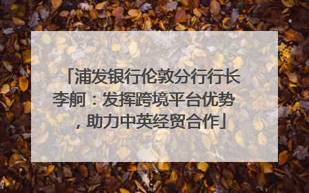 浦发银行伦敦分行行长李舸：发挥跨境平台优势，助力中英经贸合作