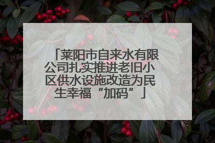 莱阳市自来水有限公司扎实推进老旧小区供水设施改造为民生幸福“加码”