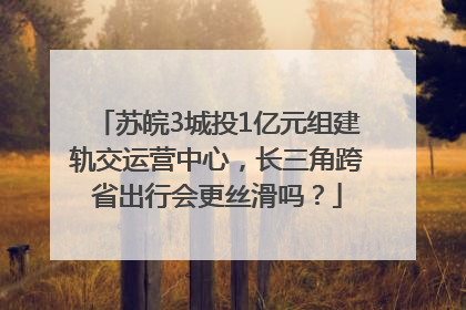 苏皖3城投1亿元组建轨交运营中心，长三角跨省出行会更丝滑吗？