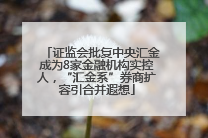 证监会批复中央汇金成为8家金融机构实控人，“汇金系”券商扩容引合并遐想