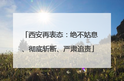 西安再表态：绝不姑息、彻底斩断、严肃追责