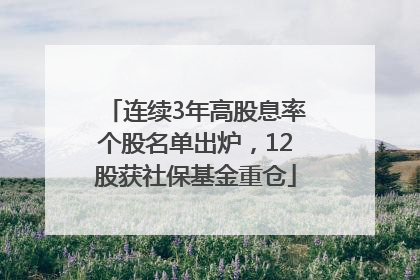 连续3年高股息率个股名单出炉，12股获社保基金重仓