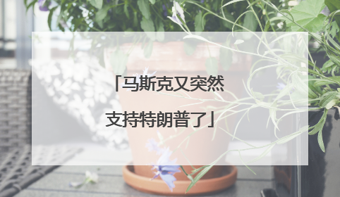马斯克又突然支持特朗普了