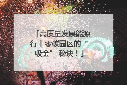 高质量发展能源行丨零碳园区的“吸金” 秘诀！